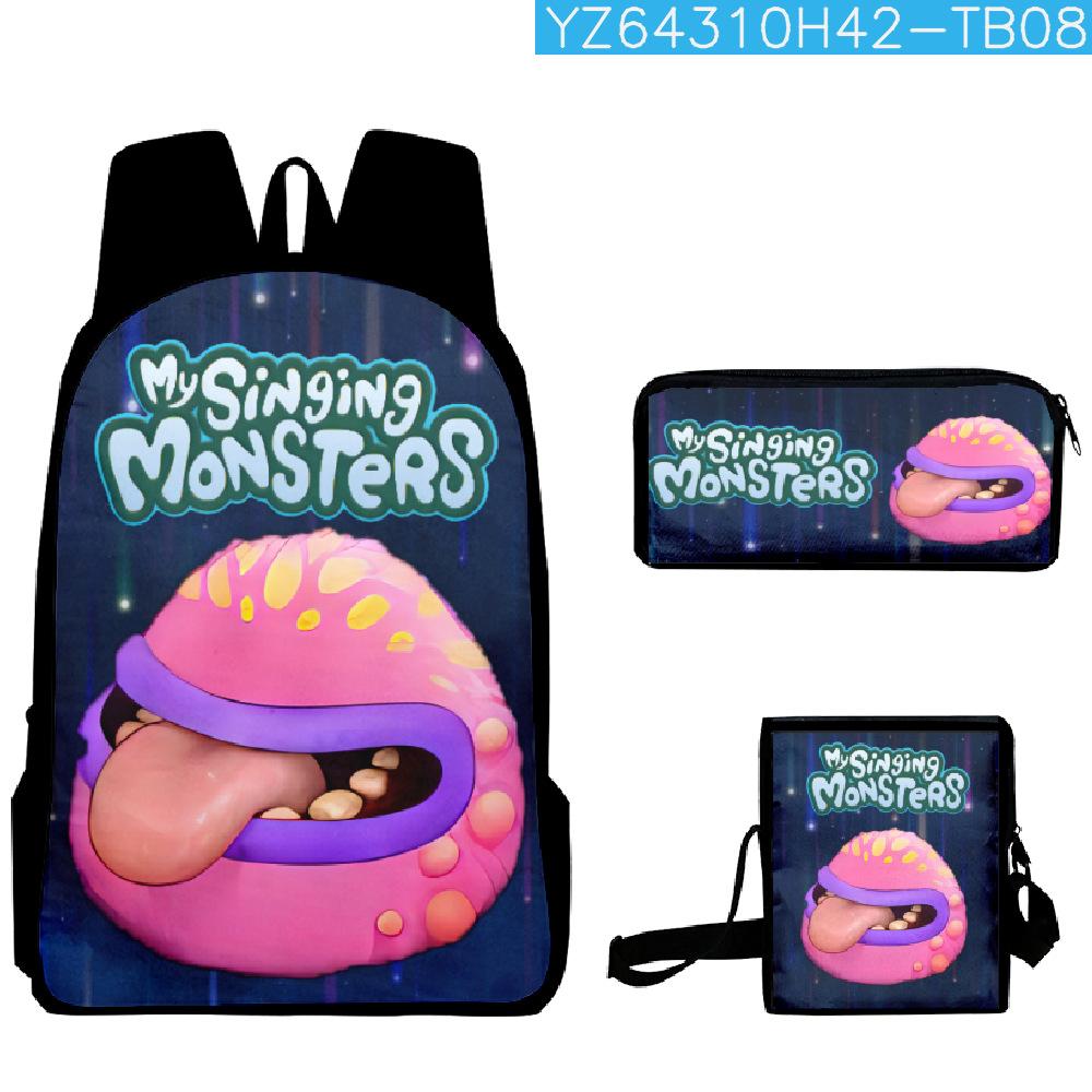 Classic Popular my singing monsters 3D Print 3pcs/Set School Bags Laptop Daypack Backpack Inclined shoulder bag Pencil Case