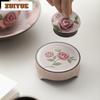 Powder Yin Hand-painted Rose Tripodia Teapot Cover Holder Handmade Cover Frame Zisha Pot Lid Shelf Coaster Teaware Accessories