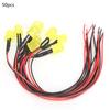 50PCS 12V 0.06W 10mm Chromatic LED Lamp Beads with 20CM 26AWG for Industrial Accessory(Yellow & Yellow )