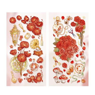 2 Pezzi Adesivi Vintage per Scrapbook Fiori Carta con Lavorazione Dorata Facile da Applicare Estetico a Lunga Durata
