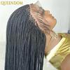 12 Inch Synthetic Dreadlock Wig for Black Women Thin Cornrow Plaited Short Bob Lace Frontal Micro Box Braided Synthetic Hair Wig