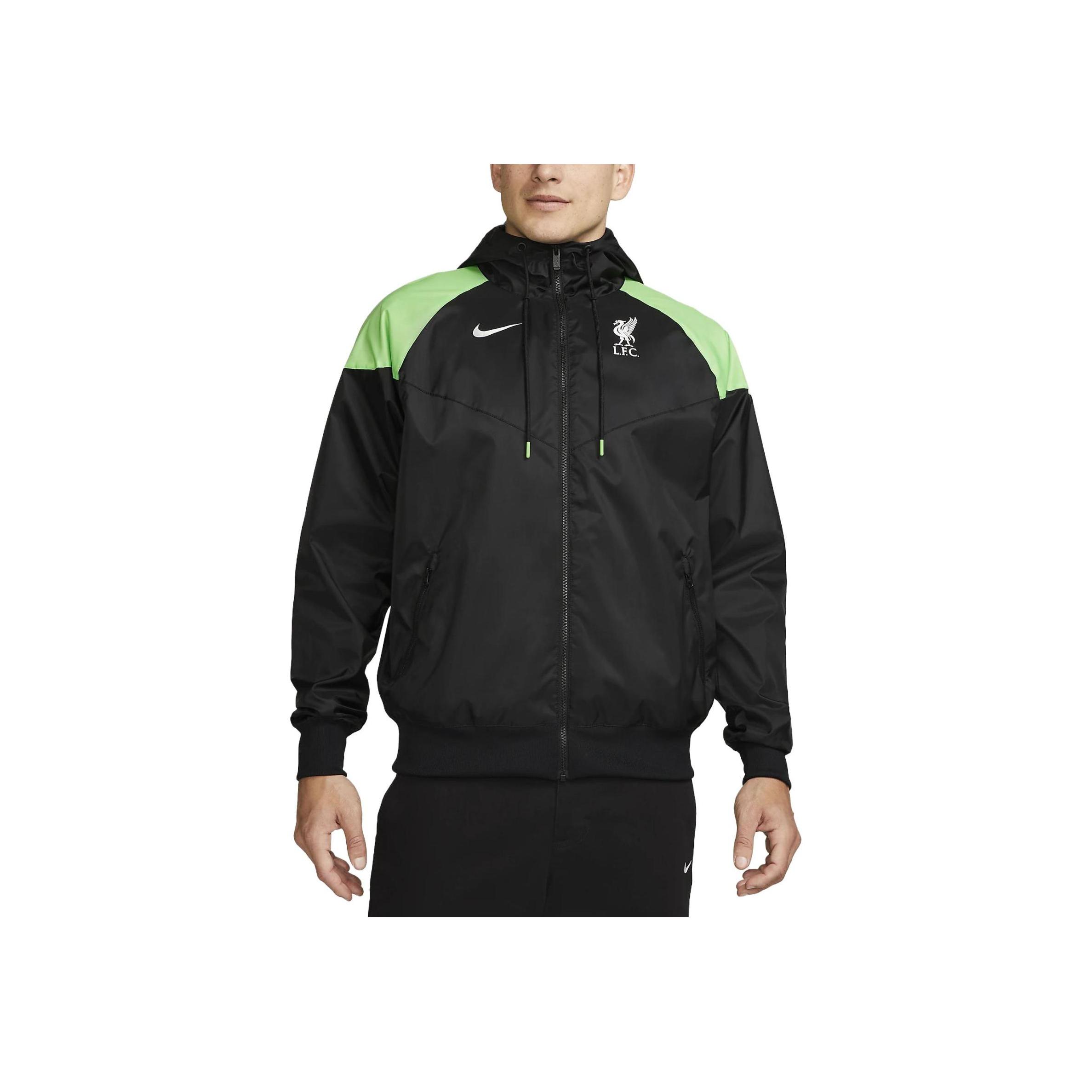

Nike Liverpool FC Sport Essentials Windrunner Logo Embroidered Comfortable Drawstring Hooded Jacket Men Jackets Black FD8374-010 M