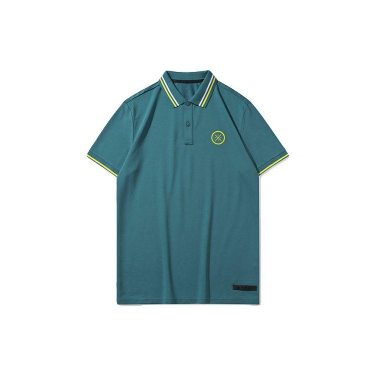 

Li Ning Wade Series Поло с коротким рукавом и воротником с цветными полосками для мужчин топы Зеленый APLQ211-2 M