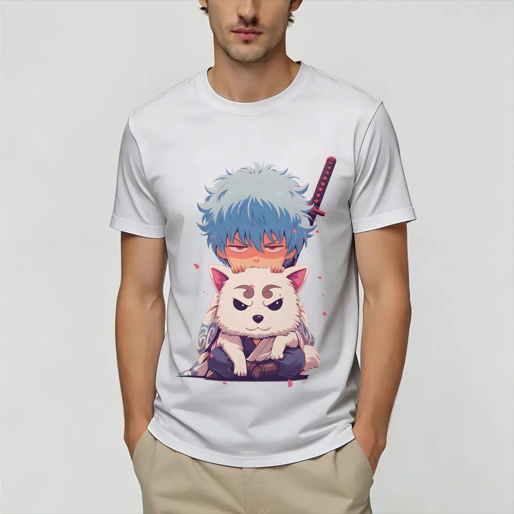 Unisex TShirt GGintamas Humor Cotton Tee Shirt Short Sleeve T Shirts Crew Neck Clothes Printed