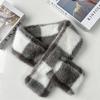Plaid Winter Scarf Hat Faux Fur Fluffy Bucket Hat New Mink Wool Scarf  Women