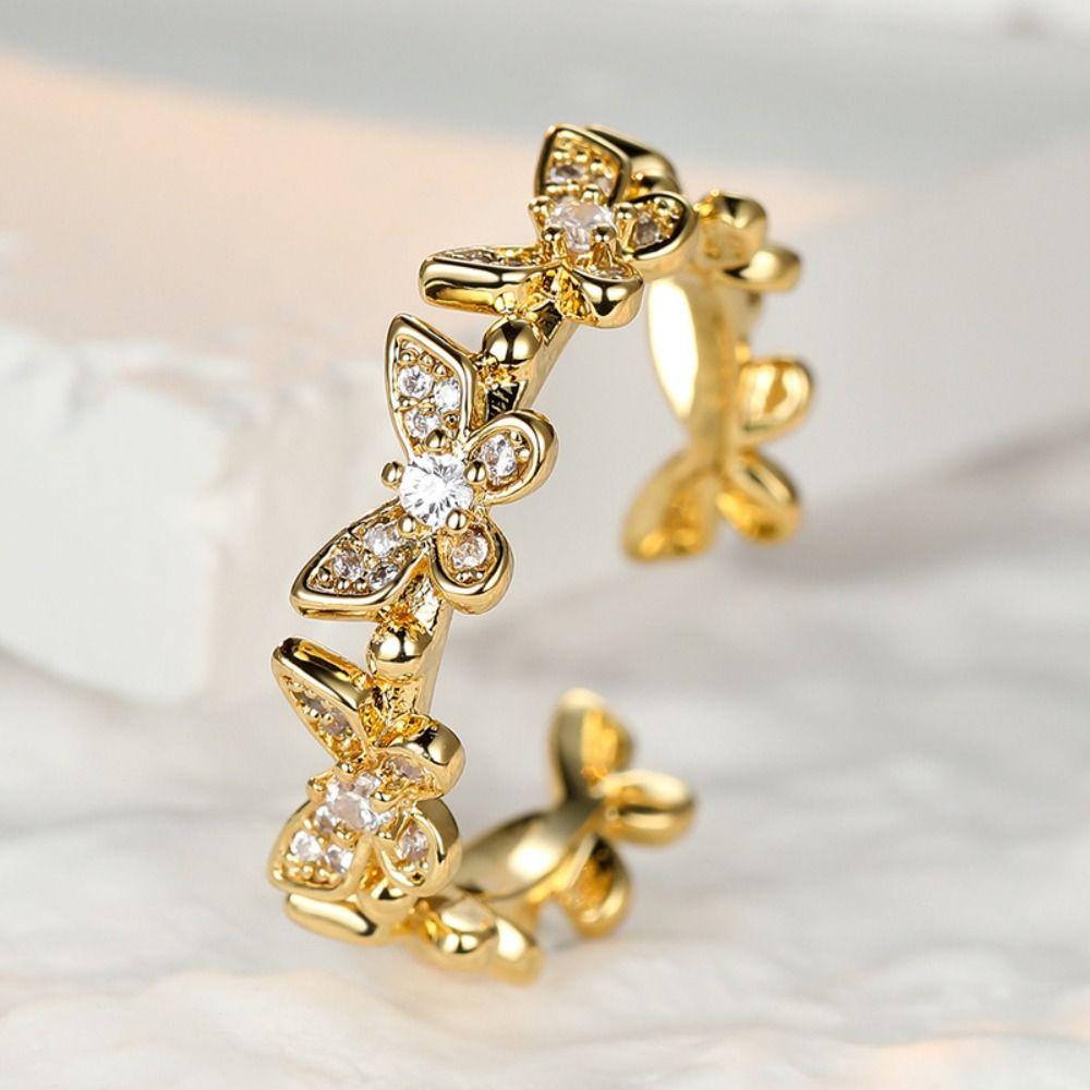 Minimalist Style Butterfly Rings Vintage Finger Rings Stackable Zircon Rings Women