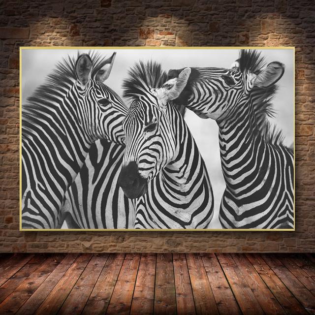 Africa Black and White Zebra Poster Animal Canvas Paintings Posters Print Wall Art Pictures for Living Room Home Decor No Frame