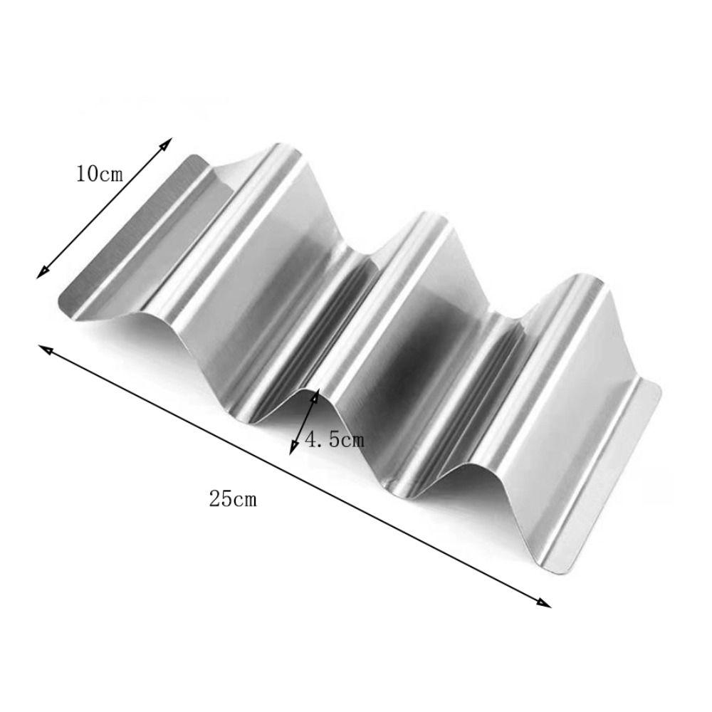 Wavy Taco Stand Silver Mexican Food Rack Durable Stainless Steel Taco Holder  Dinner Tables