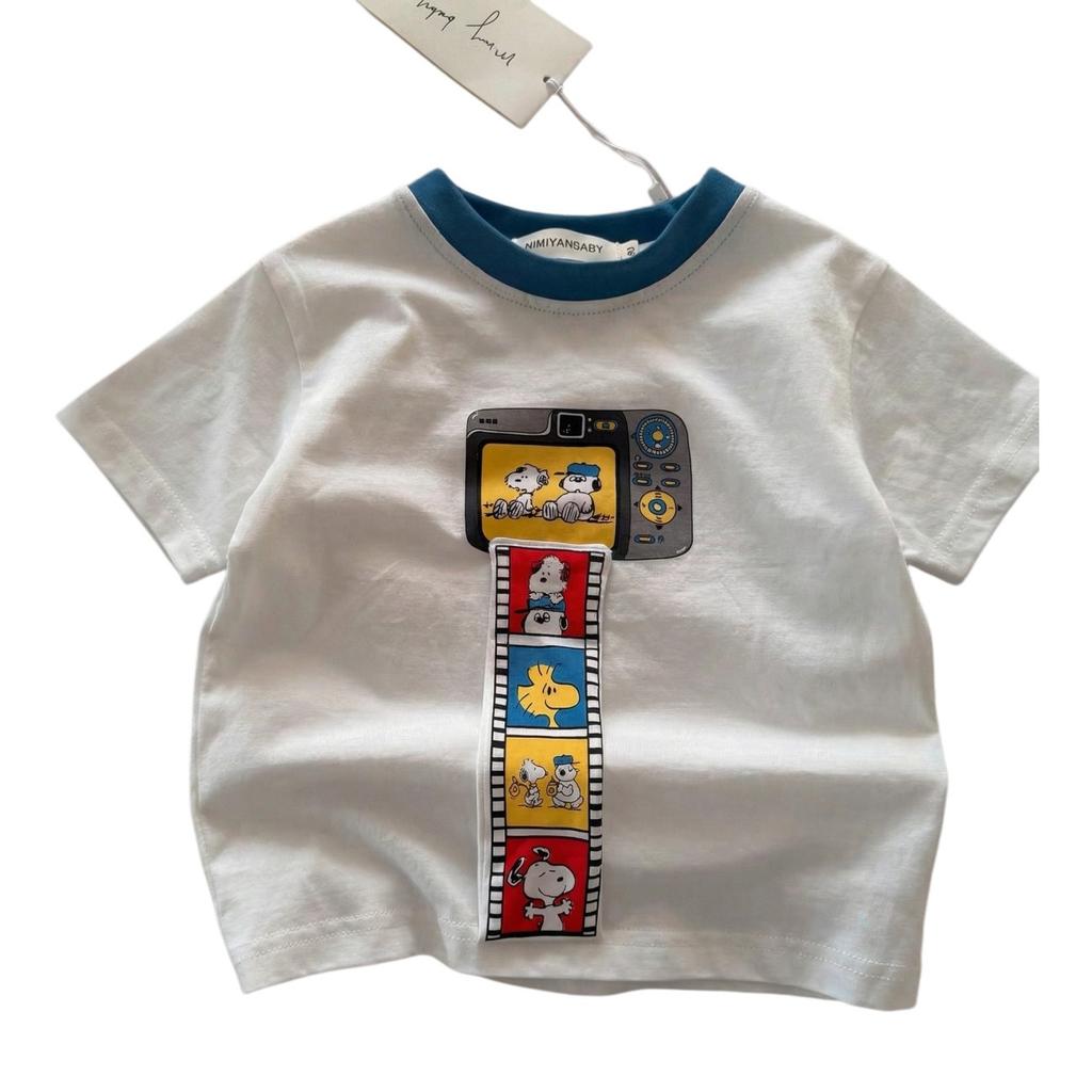 Kids Cotton Short Sleeve T Shirt with Cartoon Print for Boys and Girls Summer Wear
