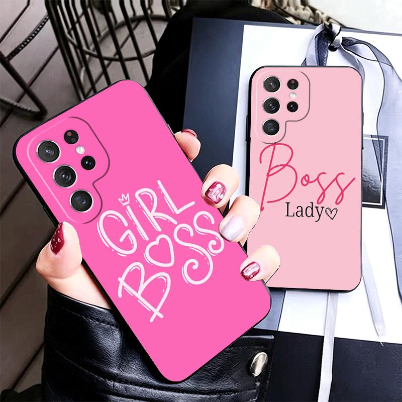 Girl Boss Lady Pink Soft Phone Case for Samsung Galaxy S26 S25 Edge S24 Ultra S23 Plus S22 S21 FE S20 Black Cover Back Shell
