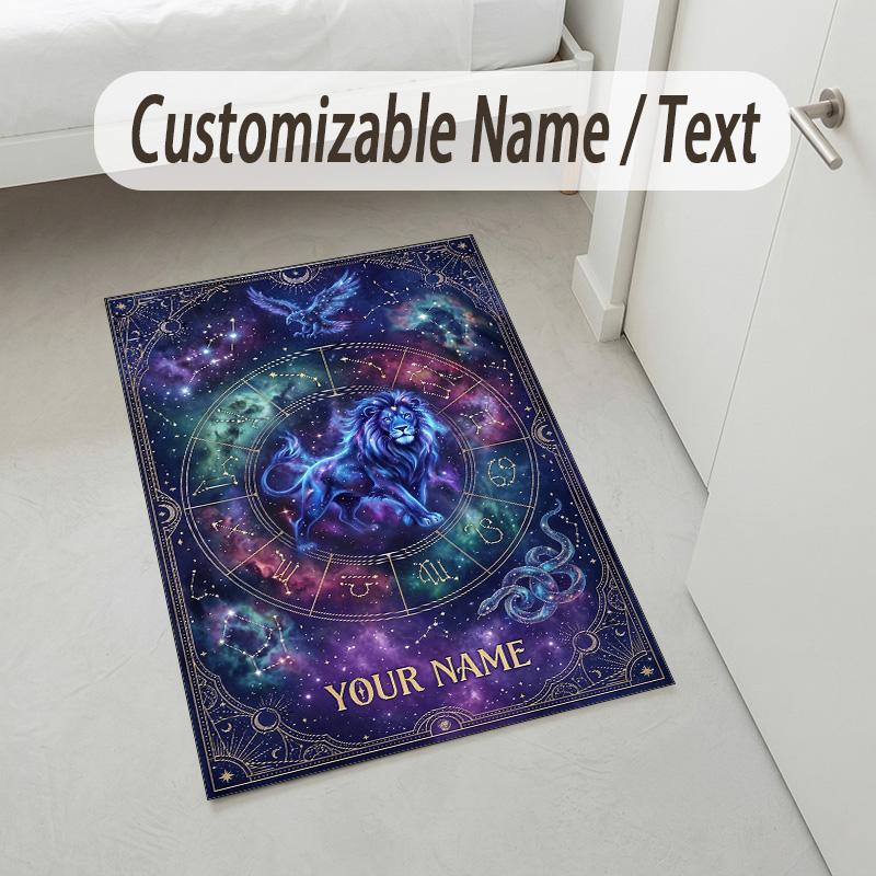 Cosmic Tree Theme Soft Crystal Velvet Rug Custom Name & Text Print Non Slip Floor Rug for Bedroom Living Room