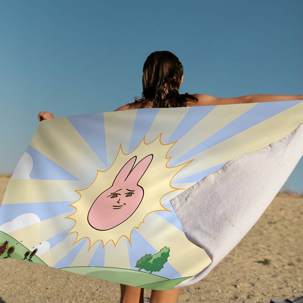 My F-Friend Pink Rabbit Funny Microfiber Blanket Drying Beach Towels Oversized Printing Super Absorbent Pool Towel Blanket