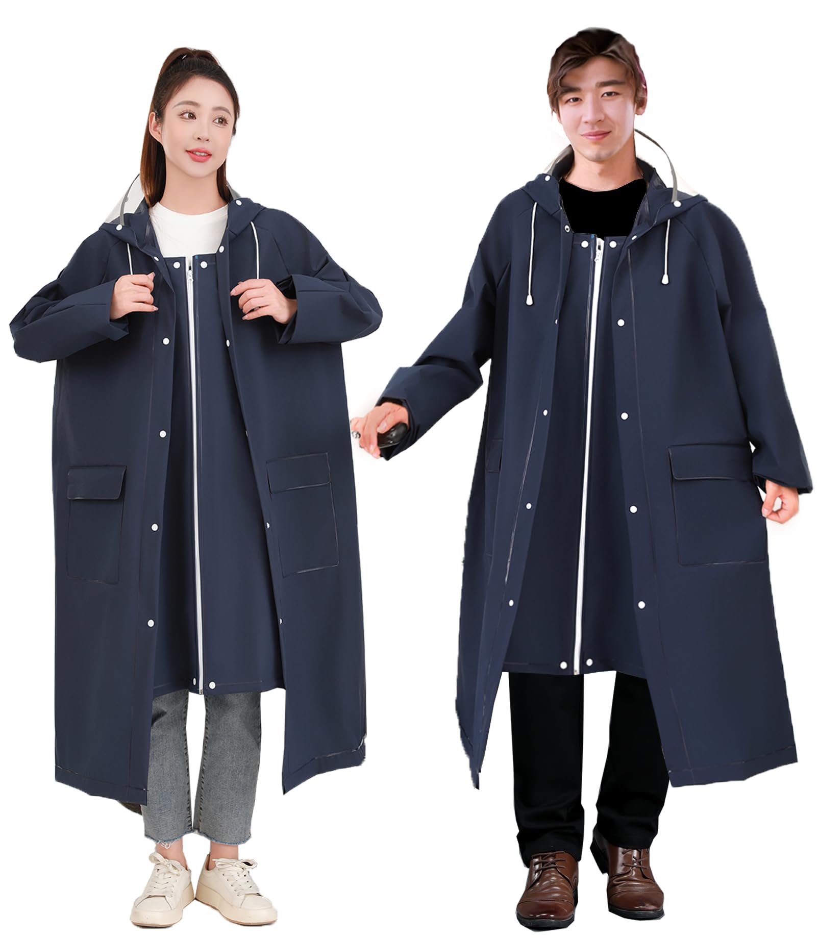 

Raefill Women s Raincoat, Cycling Raincoat, Poncho, Men s Navy Blue, Size M