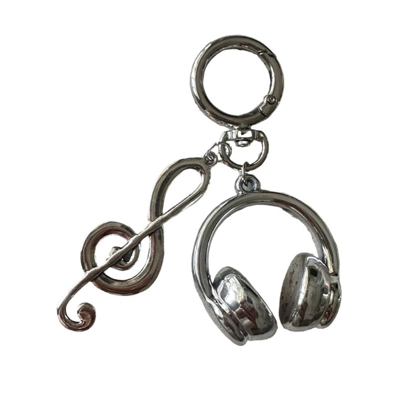 Stylish Acrylic Music Theme Keychain Featuring Headphones And Musical Notes Compact Design For Keyrings Bag Charm 1