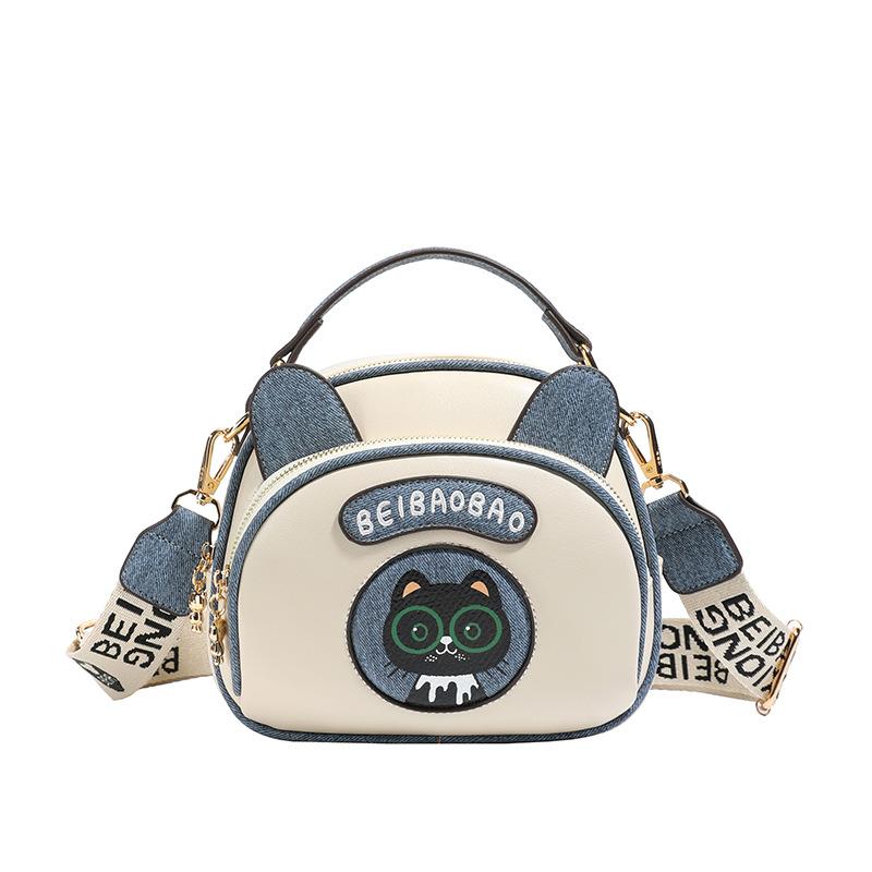 Color Blocking Fashionable Small Round Bag, Niche Design, Cute and Versatile, Hand Withdrawal, Single Shoulder Crossbody Bag