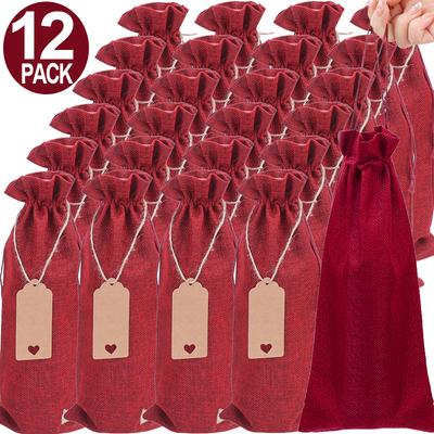 12 teile/satz Wein Taschen Weihnachten Wein Flasche Verpackung Kordelzug Taschen Neue Jahr Geschenk Taschen Home Party Esstisch Dekor Zubehör