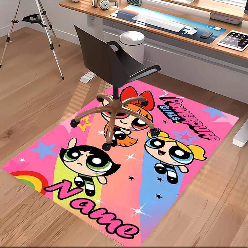 Individuelle Personalisierung The Powerpuff Girls Teppich - Weich, Waschbar, Rutschfest, Indoor-Matte, Wohnzimmer, Heim & Büro Dekorativer Teppich