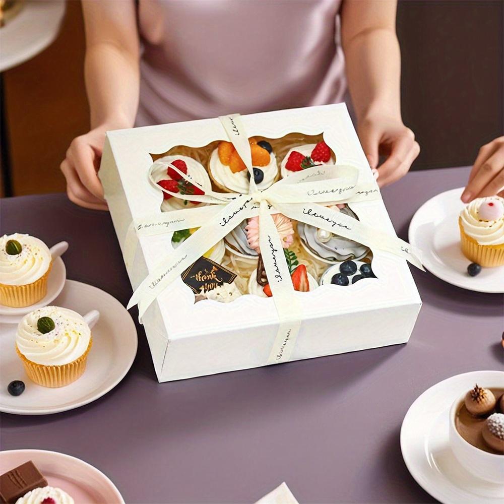 8pcs White Gift Boxes Treat Boxes with Window Kraft Paper Gift Wrap Boxes for Holiday Gatherings Birthday Parties Weddings Mother's Day
