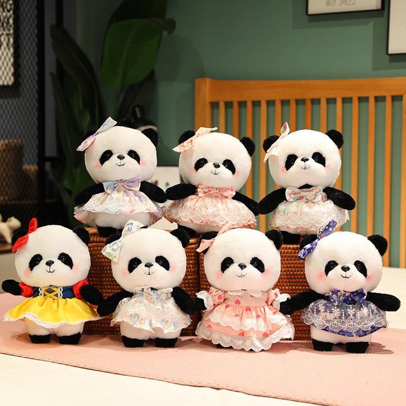Sweet Cute Lolita Dress Panda Plush Toys Cartoon Girls Birthday Gifts Dolls