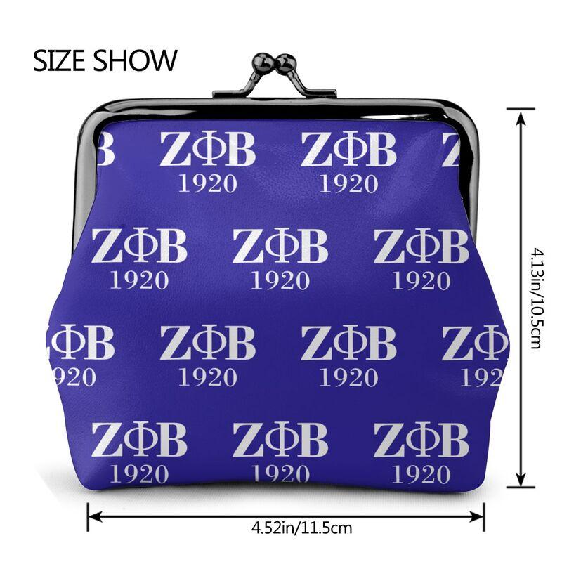 Zeta Phi Beta 1920 Print Leather Coin Purse Small Kiss-Lock Change Pouch Clasp Closure Buckle Wallet for Women Girls