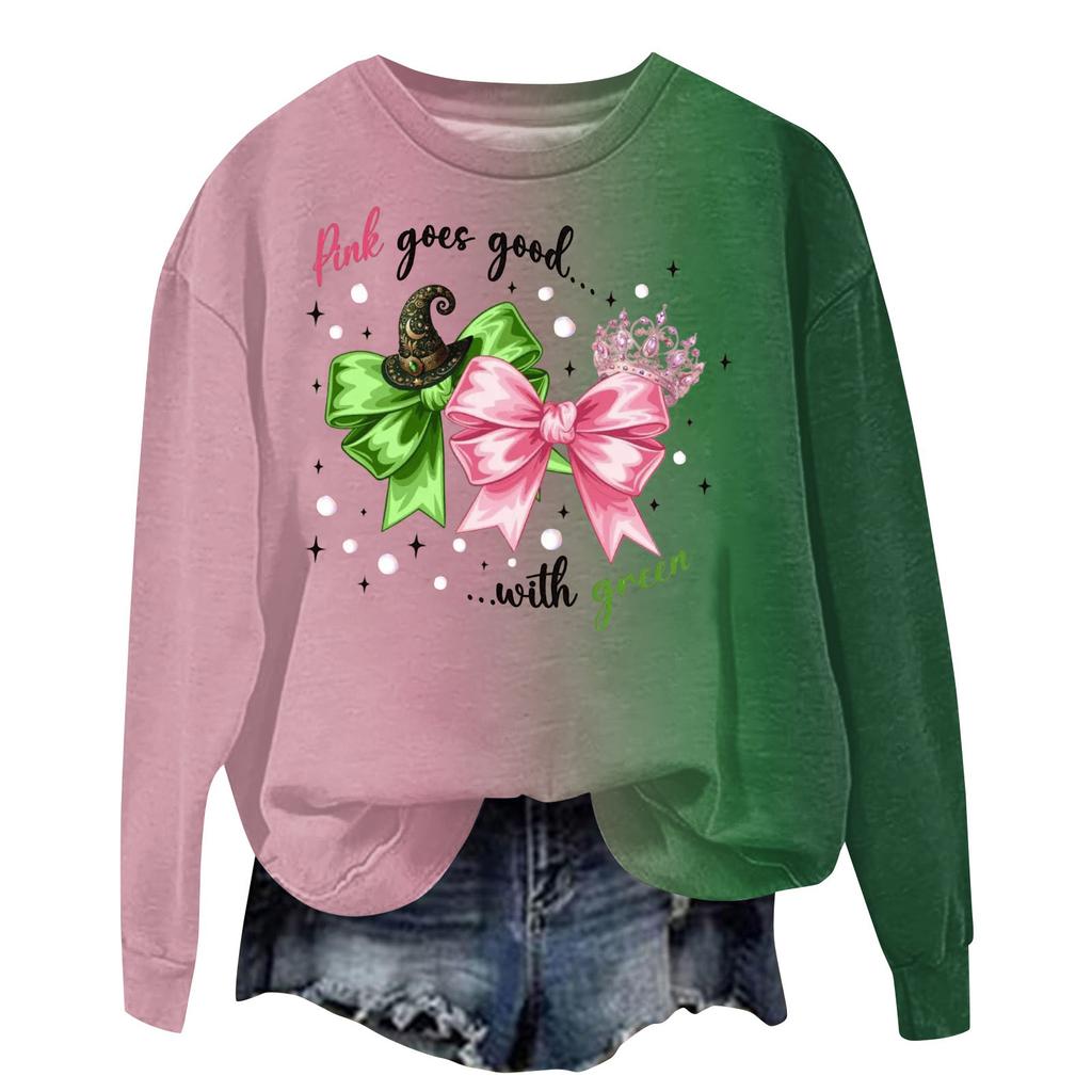 Hanorac larg casual de damă cu mânecă lungă și imprimeu