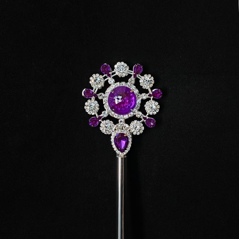 Волшебная палочка  Снежинка  со стразами и бусинами «Кошачий глаз» Light Stick фиолетовый