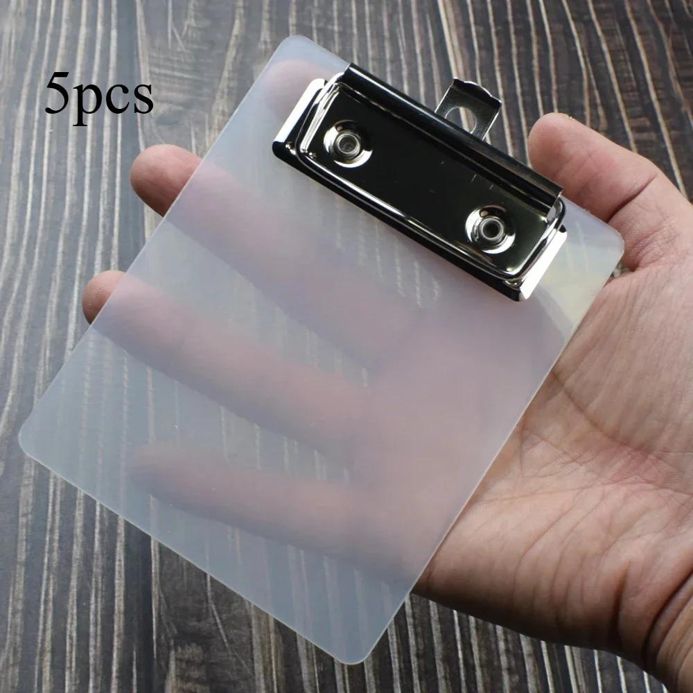 5Pcs Mini Transparent Clipboard Small File Folder Organizer Writing Paper Holder Clip Board Stationery Office School Supplies