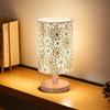 1 stk ultramoderne skrivebordslampe i massivt tre - stilig nordisk stoffskjerm, håndembosset kunst, perfekt dekorativ lampe til soverommet ved sengen