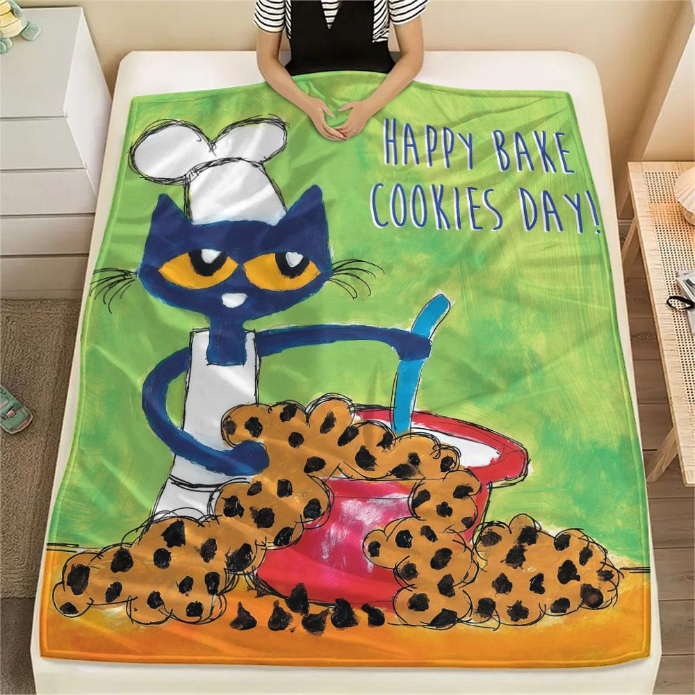 1PC Pete Cat Dream Blanket, High quality Comfortable for All Seasons, Home Decor, Warmth and Comfort