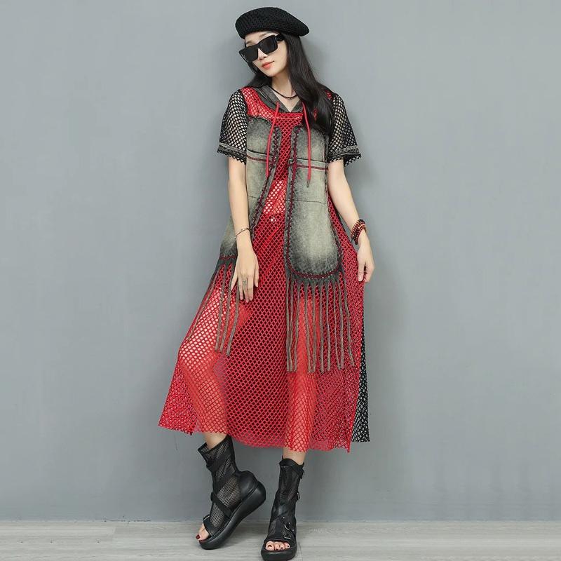 XITAO Hollow Out Patchwork Trend Dress HQQ2510