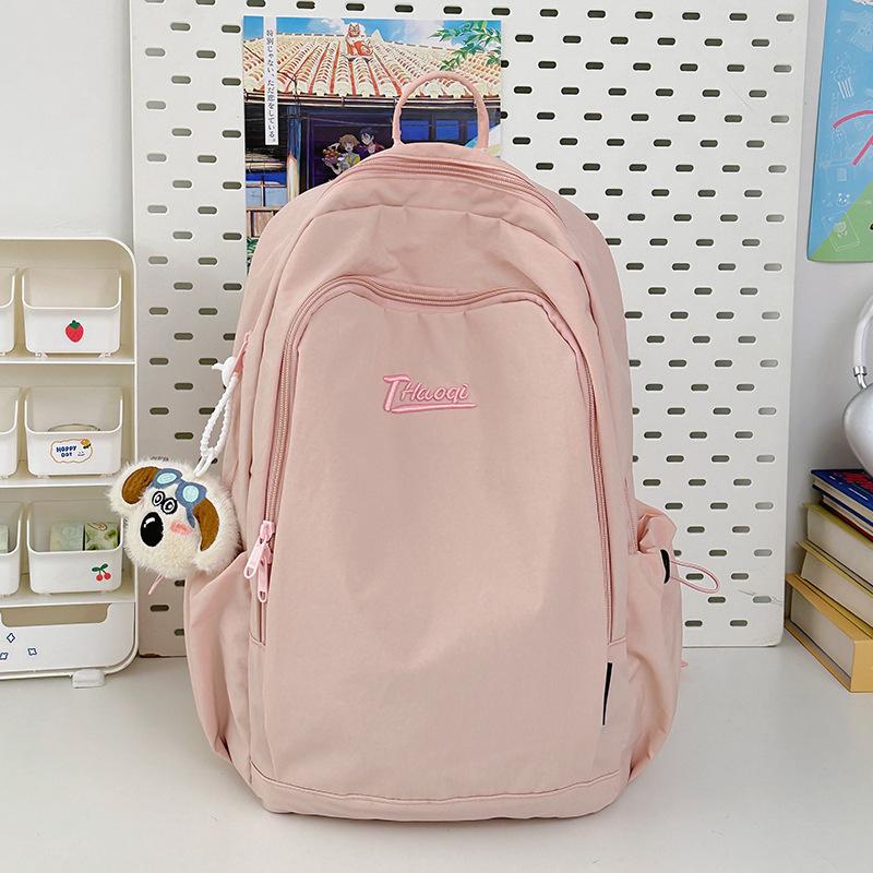 Korean version ins style solid color small fresh schoolbag women, junior high school girls, high school students backpack light travel backpack
