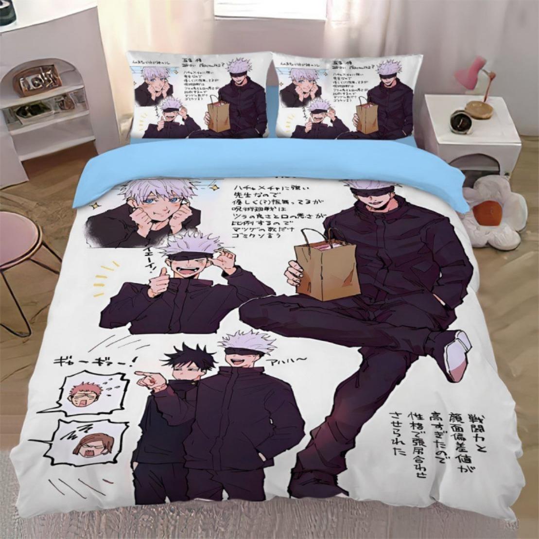 

Anime Teenagers Gifts Satoru Gojo Duvet Cover Sets Jujutsu Kaisen Bedding Set Twin Queen King Single Size 135x200cm-2pcs