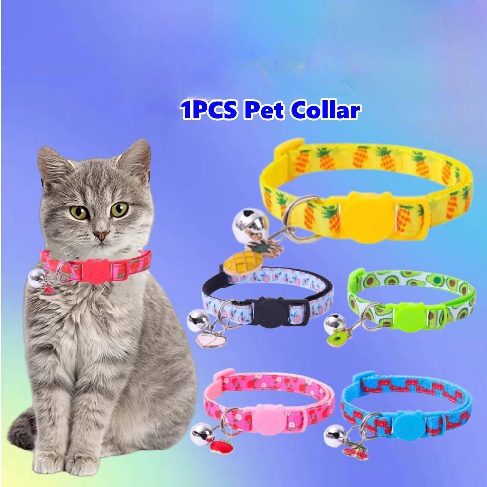 

1PCS Pet Ribbon Fruit Cat Collar с фруктовыми аксессуарами Bell Pets Collar 6 цветов Аксессуар для домашних животных