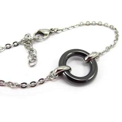 [K4773] - Black Ceramic 'Choregraphy' Steel Bracelet