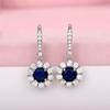 Huitan Fashion Deep Blue CZ Dangle Earrings for Women Newly Designed Temperament Lady's Earrings Wedding Party Luxury Jewelry