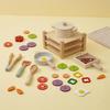 Wooden Play Kitchen Rounded Shapes Cooking Set FoodShaped RolePlay