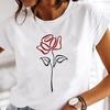Womens White Short Sleeved Tshirt Love Printed Casual Simple Fashion Tshirt with Arrow Feather Design Fashion Trend Top