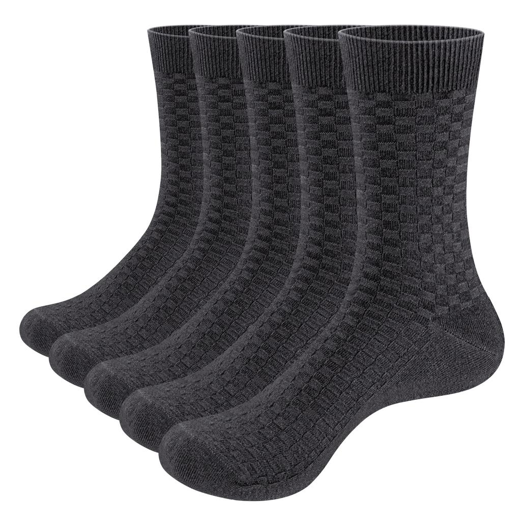 Business Formal Suit Calf High Quality Suitable for Set of 5 [YUEDGE] Men's Socks, Socks, Breathable, Non-Sweaty, Grey, Cotton, Men, 23-25cm,