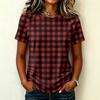 Women's Casual Raglan Sleeve Short Sleeve Top Crew Neck Checkered Print Lightweight Soft Fabric Blouse for Everyday Wear