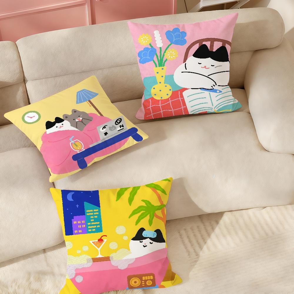Cartoon Cat Oorosi Pillow Case Suitable For Bedrooms Living Rooms Cars Home Decoration