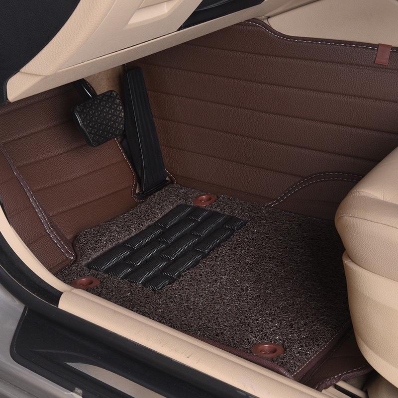 Custom Leather Striped Double-Layer Car Floor Mats with Full Surround Protection