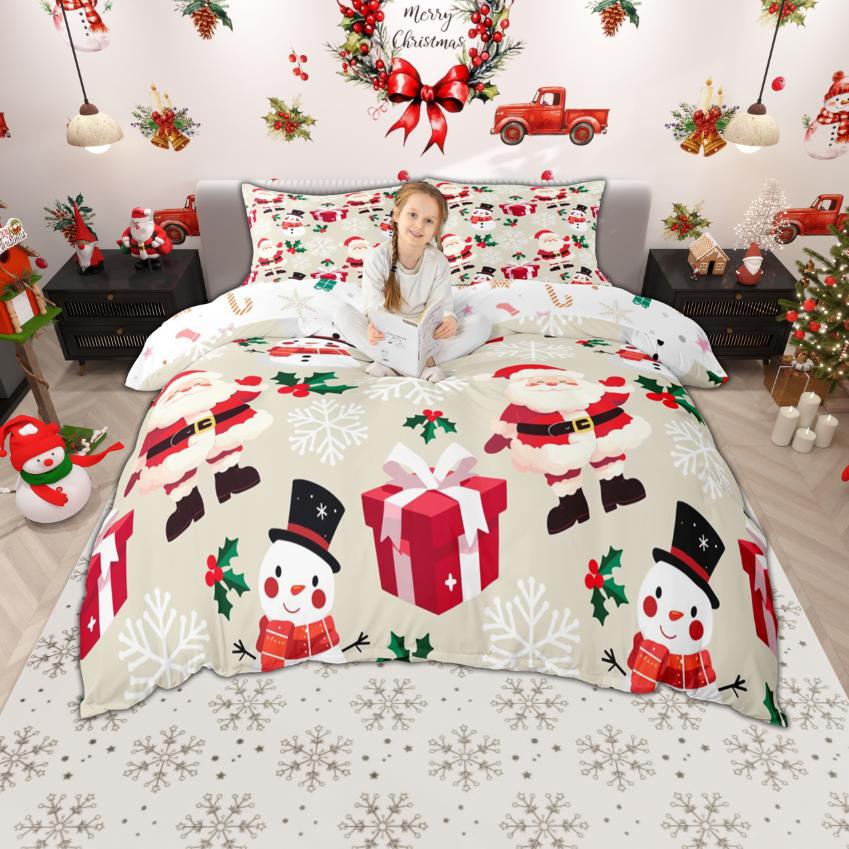 Comforter Homewish Cute Santa Claus For Kids Merry Xmas Christmas Bedding Set Winter Snowflakes Comforter Set
