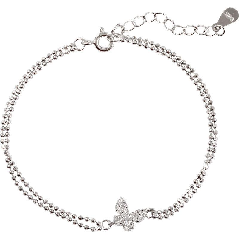 Double-layer butterfly bracelet women's simple temperament diamond-set cold wind bracelet niche design girlfriend jewelry