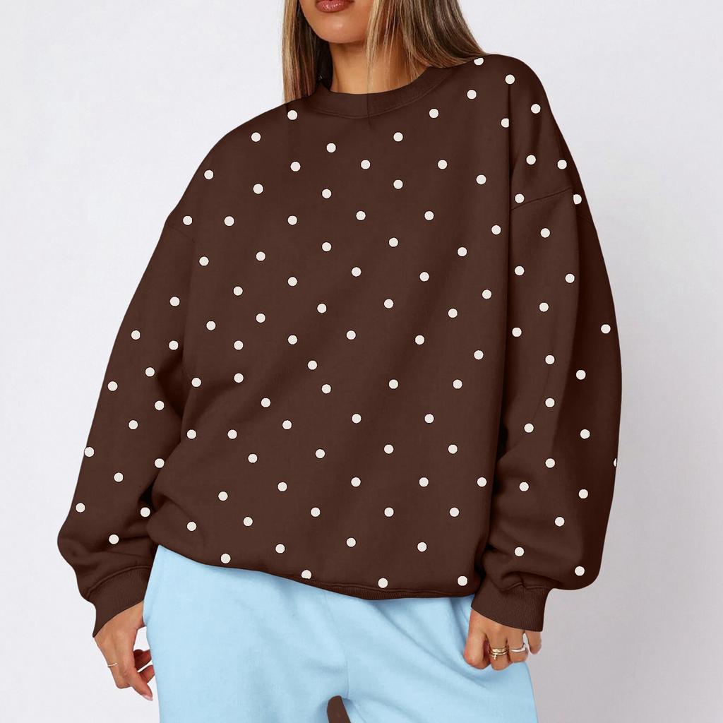 Women's Polka Dot Lightweight Neck Casual Sweatshirt