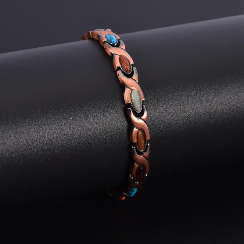 Zinc Alloy Magnetic Therapy Bracelet Women Men Geometric Waterdrop Design Vintage Copper Tone Jewelry Accessory