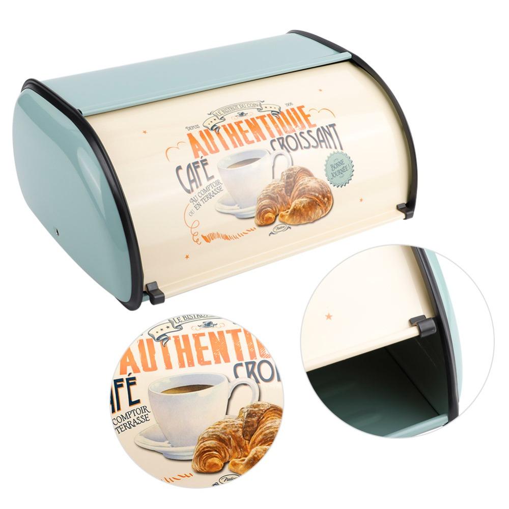Red/Blue Bread Box Metal Food Storage Bin Practical Roll Top Bread Box Kitchen Counter