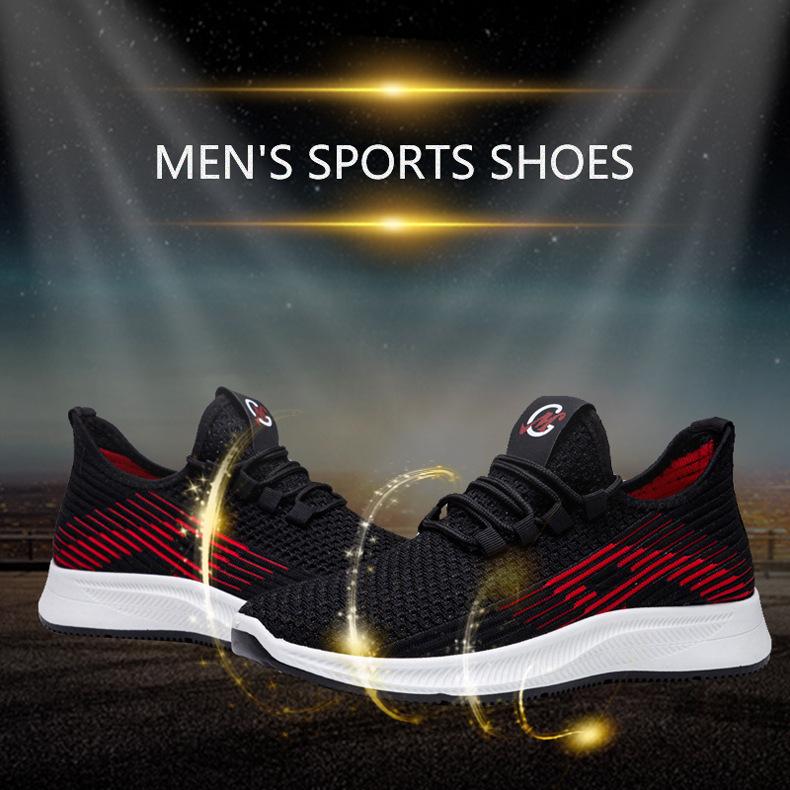 2025 spring fashion sports shoes Korean version of casual sports running shoes men's flying woven shoes breathable mesh trendy shoes