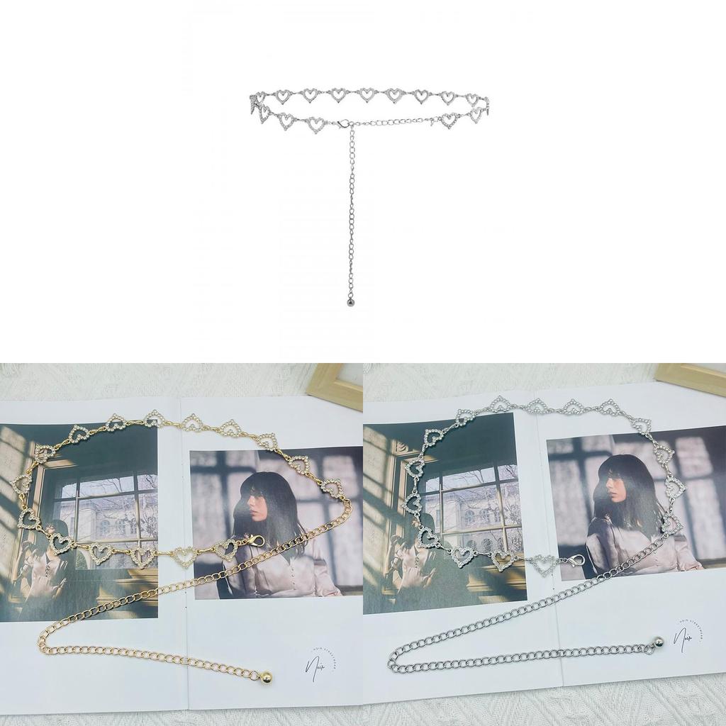 Heartshaped Waist Chain Belt For Women With Water Drilled Metal Summer Accessory