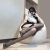 Black/Red Thigh-high Nylon Stockings Cosplay Sexy Erotic Lingerie Garter Belt Long Stockings Lady Ultra-thin Transparent Tights