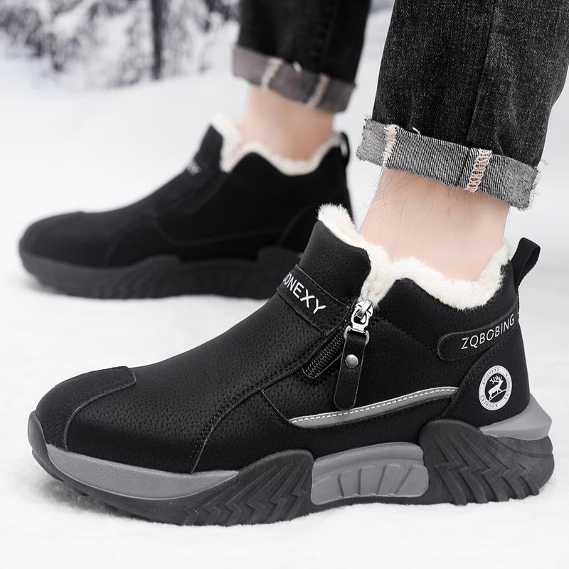 Men's Fleece-Lined Warm Casual Sports Shoes, Men's Boots Winter Snow Boots, Fleece-Lined, Anti-Slip and Durable, Insulated Cotto